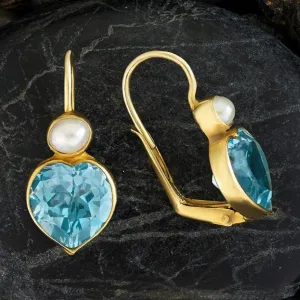 Becky Sharp Blue Topaz and Pearl Earrings