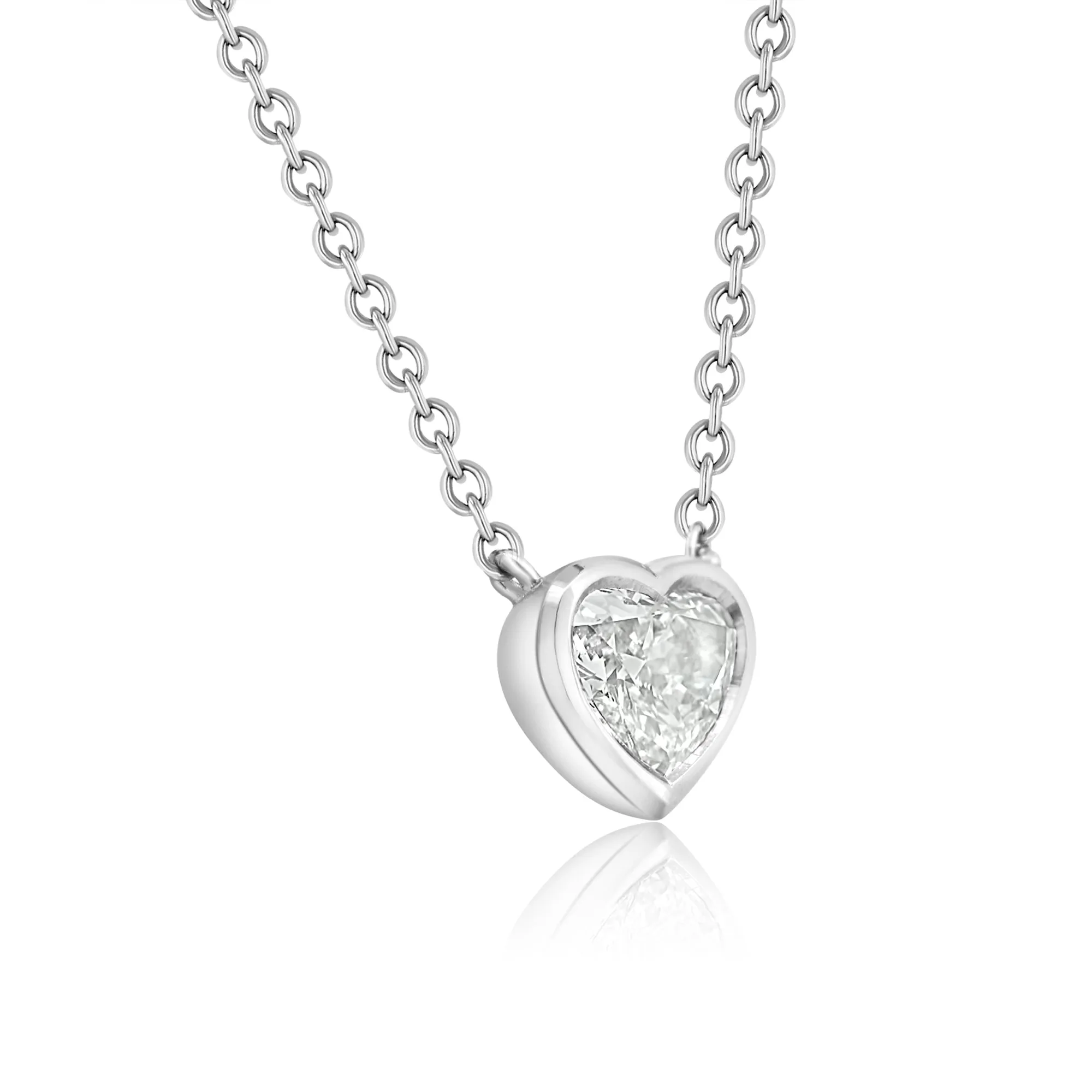 Bezel Heart Platinum Diamond Necklace