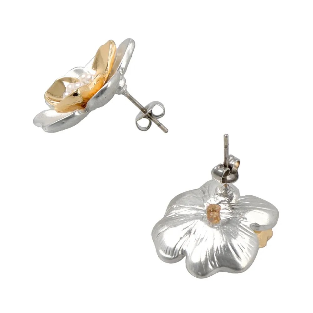 Bicolor Metal Flower Earrings