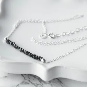 Black Diamond Nugget Necklace ~ Sterling Silver