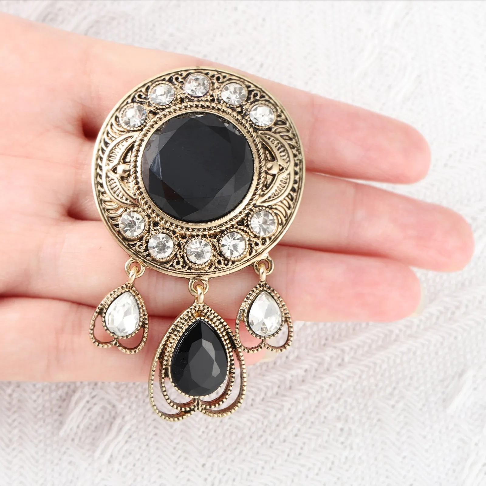 Black Retro Brooch