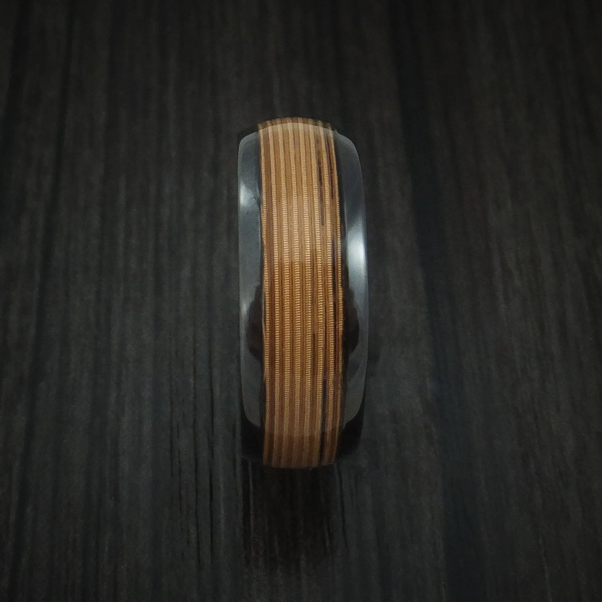 Black Titanium Guitar String Men's Ring Custom Made Band