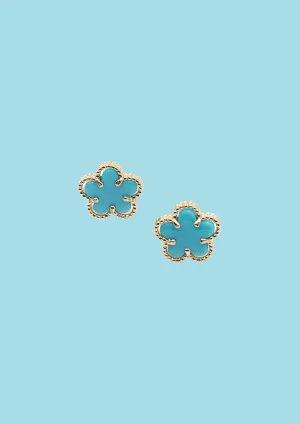 Blue 5 Leaf Clover Studs