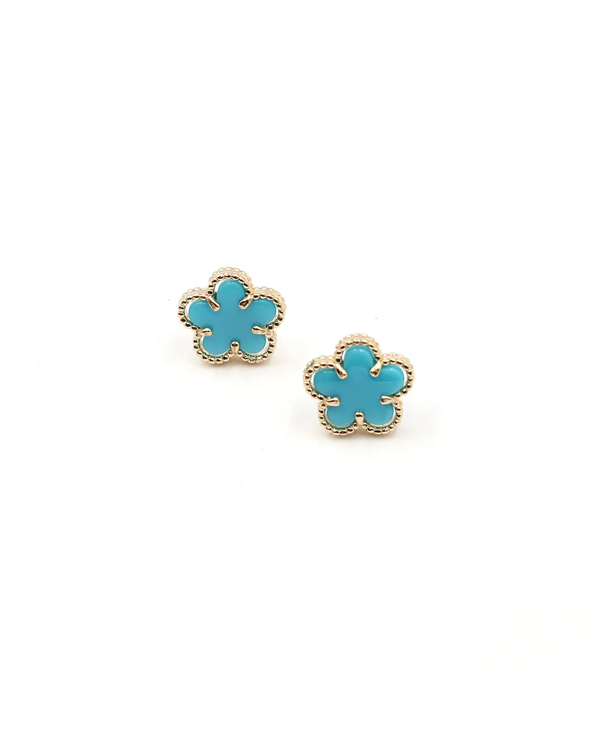 Blue 5 Leaf Clover Studs