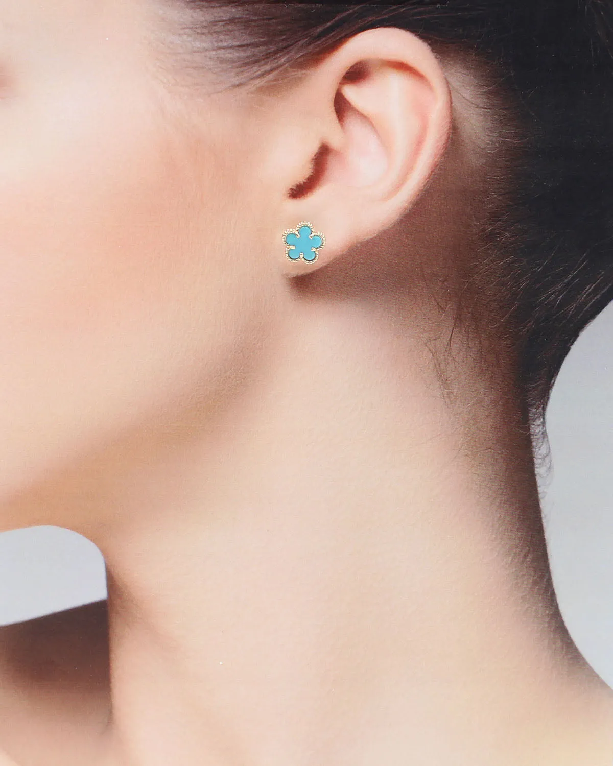 Blue 5 Leaf Clover Studs