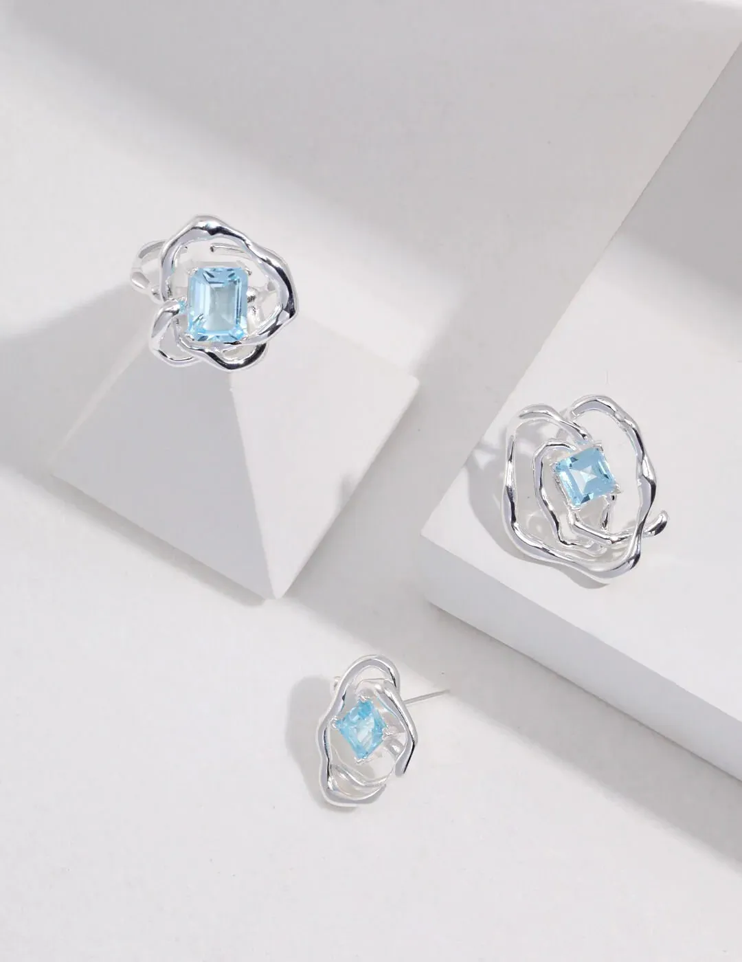 Blue Topaz Statement Earrings