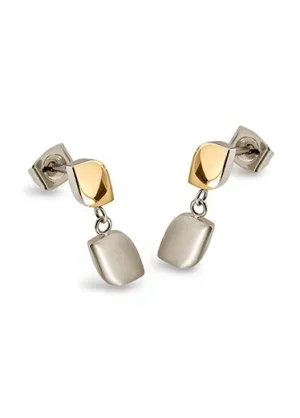 BOCCIA TITANIUM JEWELLERY EARRINGS TITANIUM & GOLD PLATED 05014-02