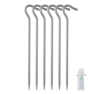 Boundless Voyage Outdoor 6pcs Titanium alloy Tent Pegs Ultralight 200mm Long 5mm Thicken Camping Tent Accessories Stakes Nail Ground Pin