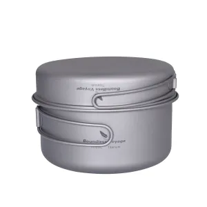 Boundless Voyage Outdoor Titanium Pot Pan Set 500ml 1000ml with Lid Folding Handle Camping Hiking Picnic Ultralight Cookware