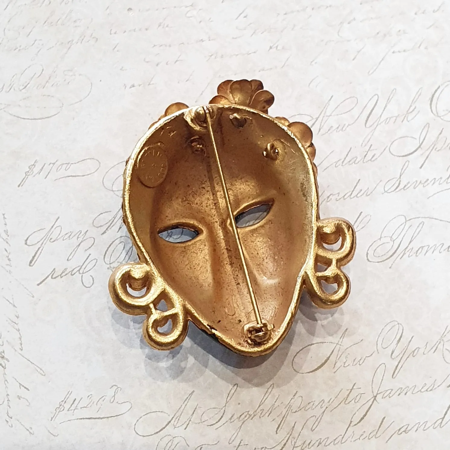 Butler and Wilson Blackamoor Pin Brooch Gold Plated Pave Stone