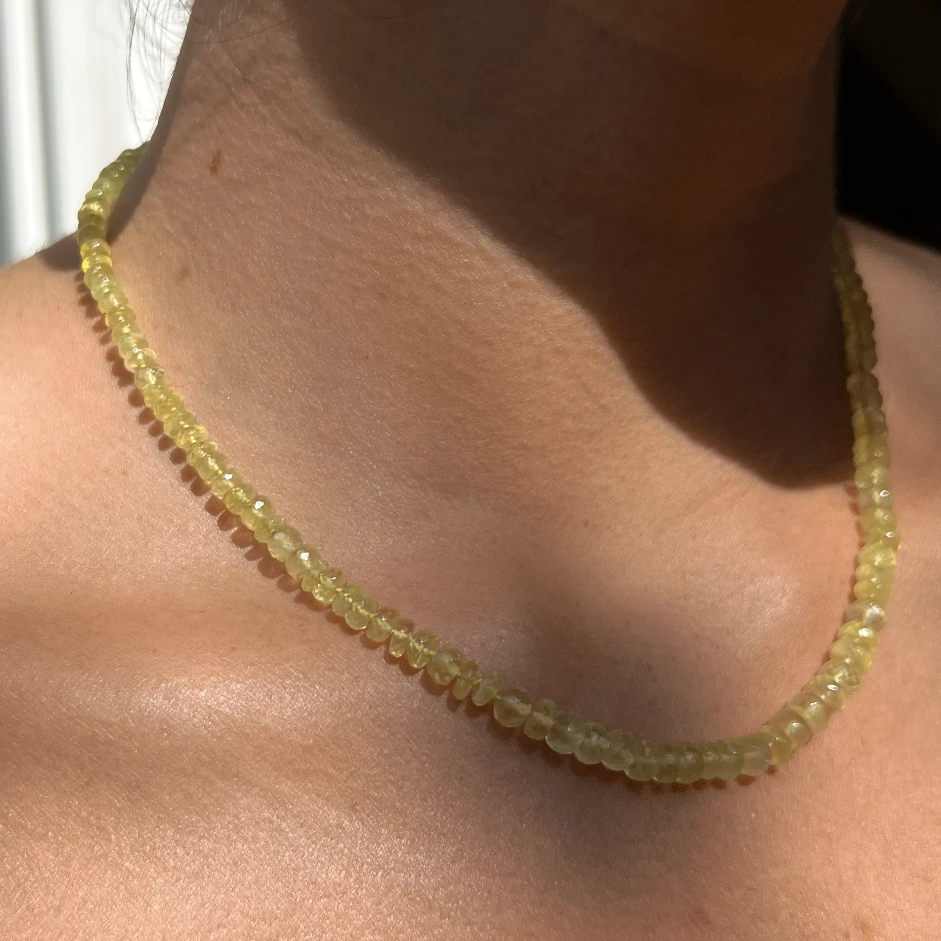 Chronos Strand, Yellow Prehnite, 9kt Gold