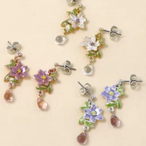 Clematis Drop Stone Earrings