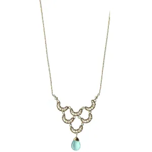 Crescent Necklace 4205 with Australian Opal and Aqua Chalcedony by Michelle Pressler Jewelry