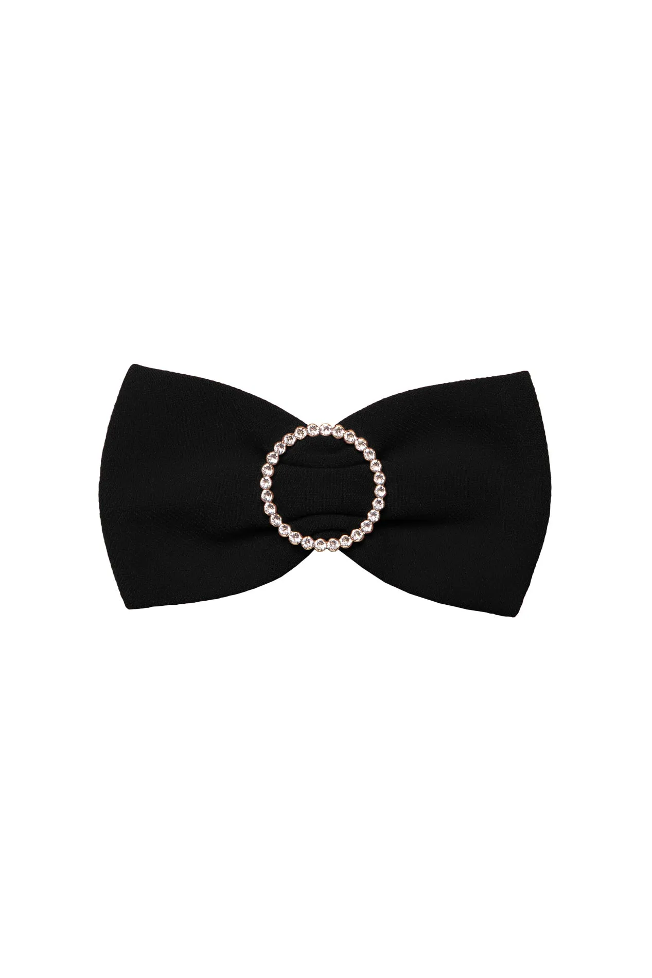 Crystals Black Crepe Bow Brooch