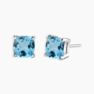 Cushion Cut Topaz Earrings - Swiss Blue in 925 Silver - Irosk®