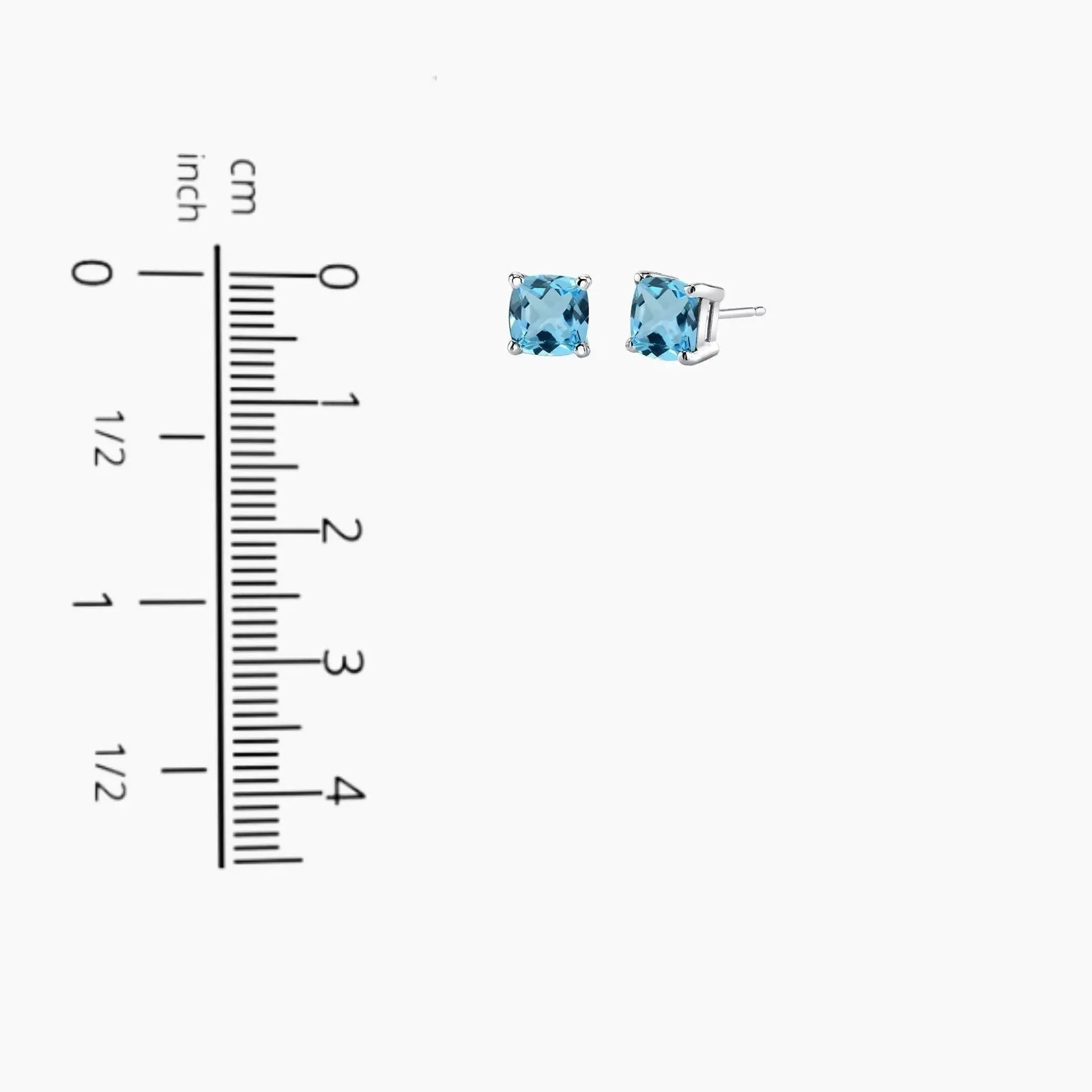 Cushion Cut Topaz Earrings - Swiss Blue in 925 Silver - Irosk®