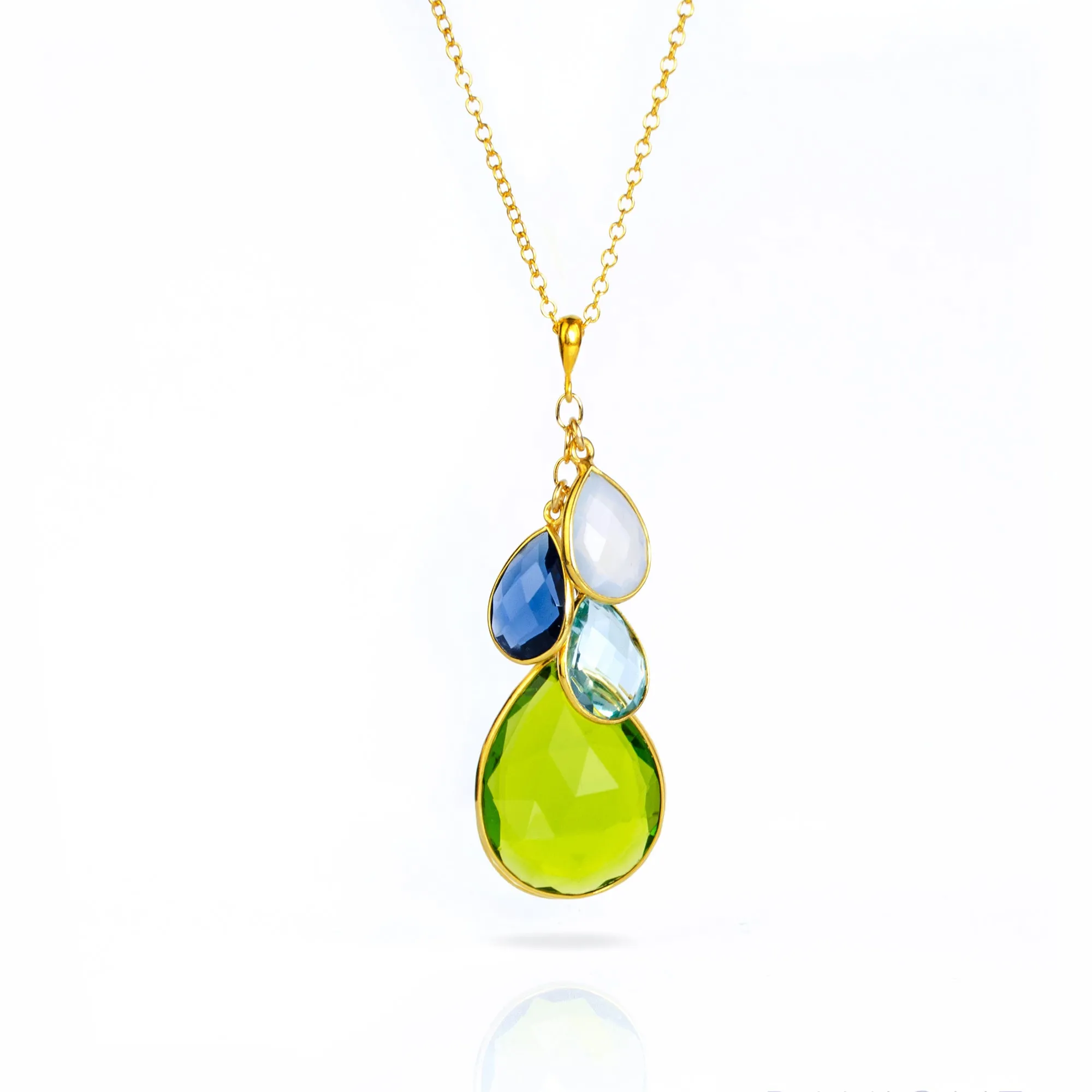 Custom Mother's Cascade Necklace with Teardrop Children's Birthstones