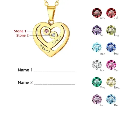 Custom Personalised Heart Birthstone Necklace