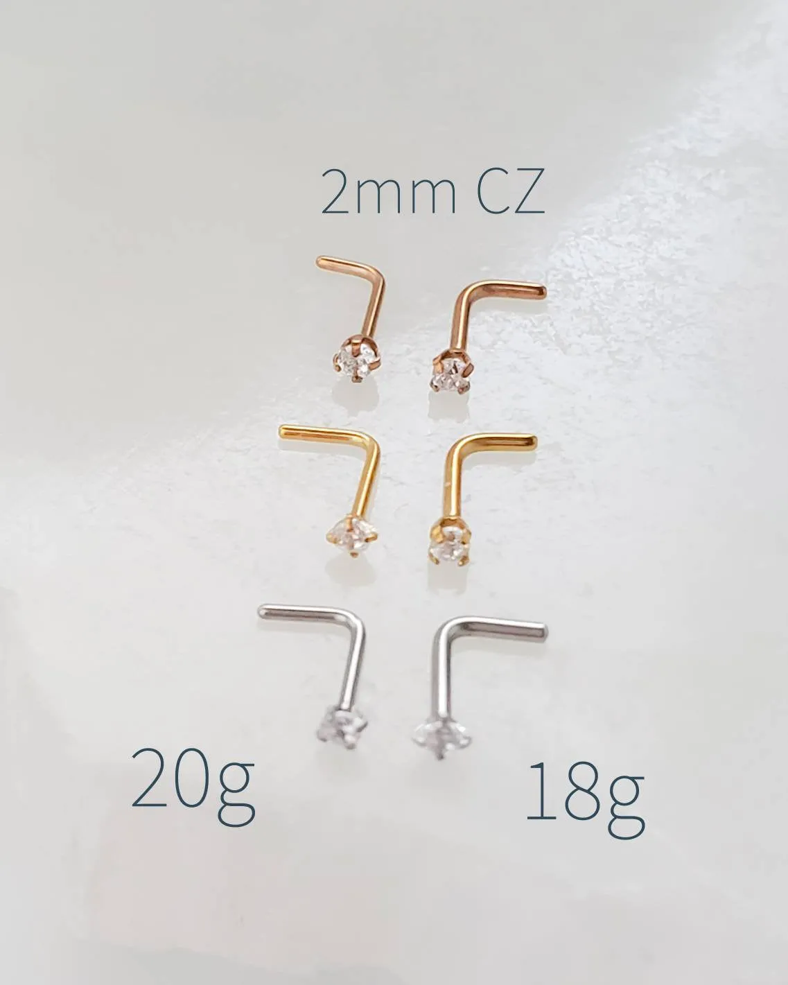 CZ Diamond L-Bend Nose Stud