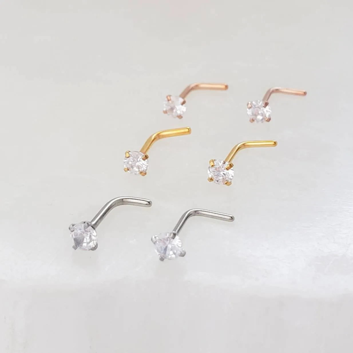 CZ Diamond L-Bend Nose Stud