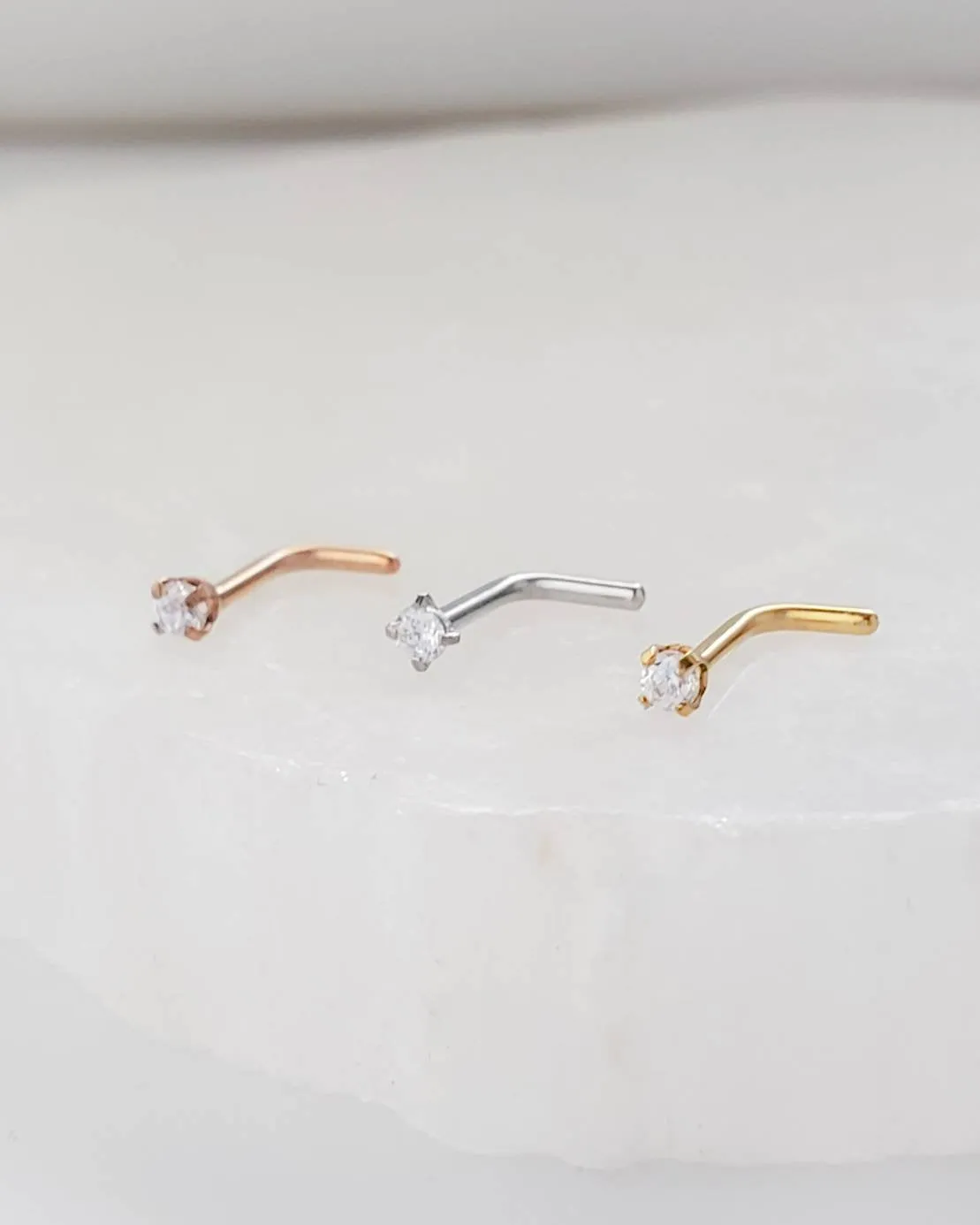 CZ Diamond L-Bend Nose Stud