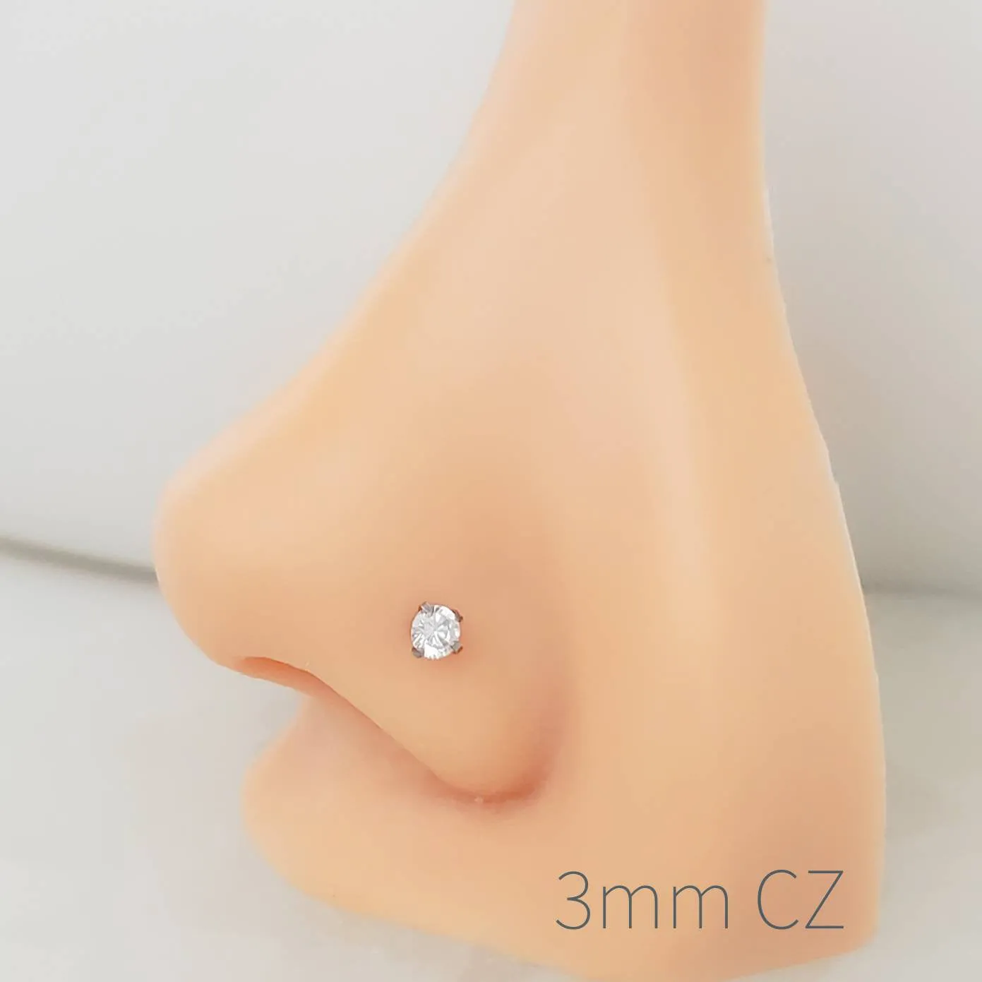 CZ Diamond L-Bend Nose Stud