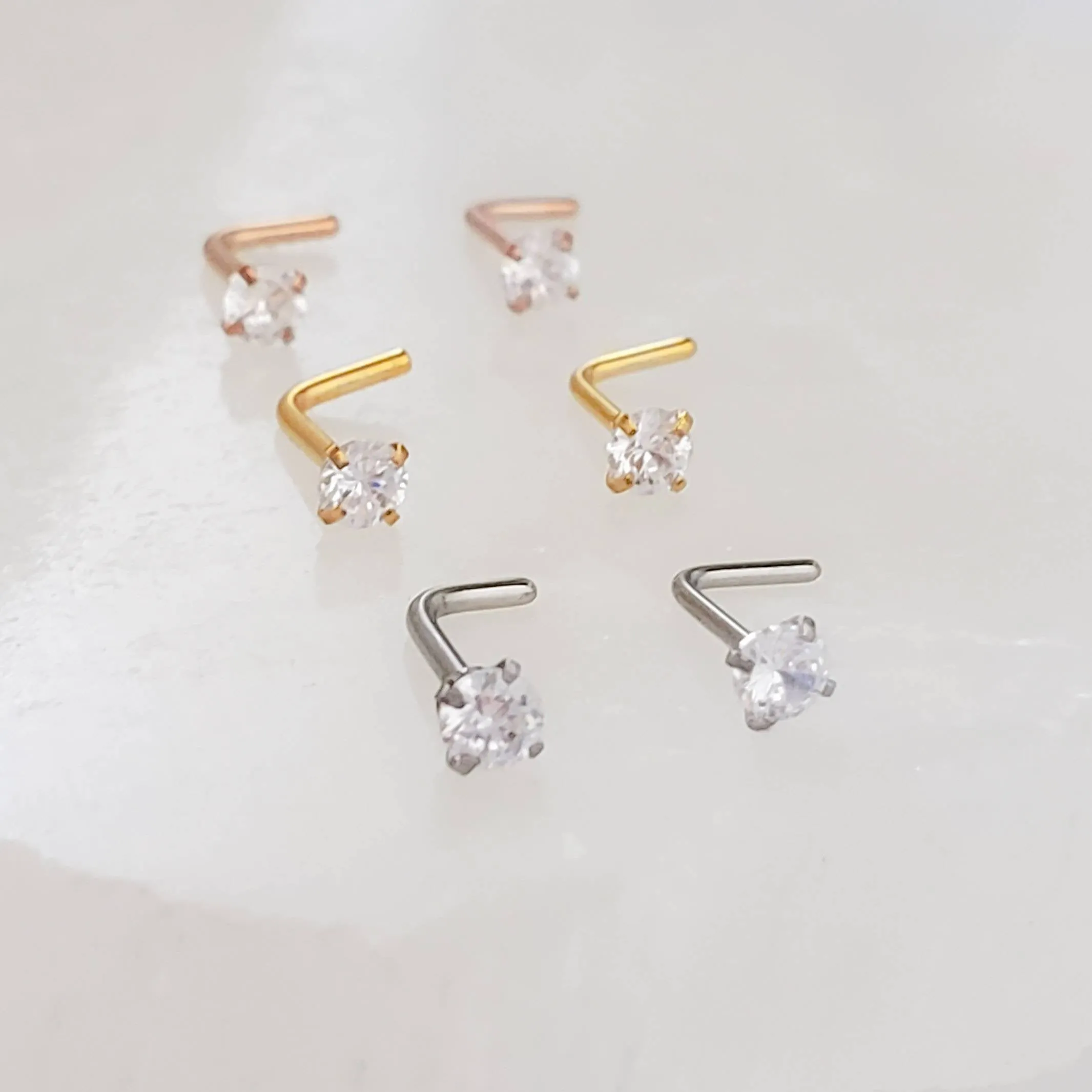 CZ Diamond L-Bend Nose Stud