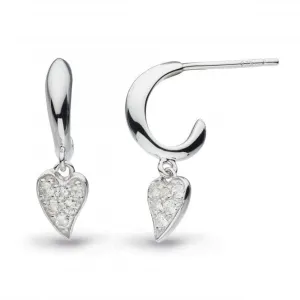 Desire Precious White Topaz Heart Hoop Drop Earrings 50506WT