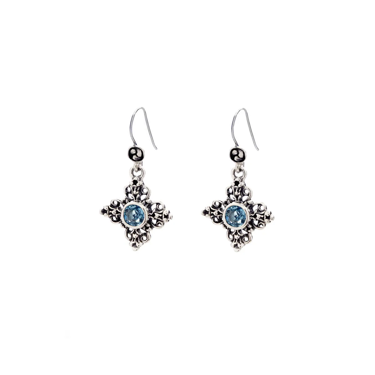 Dharmachakra Sterling Silver Blue Topaz Grace Earring