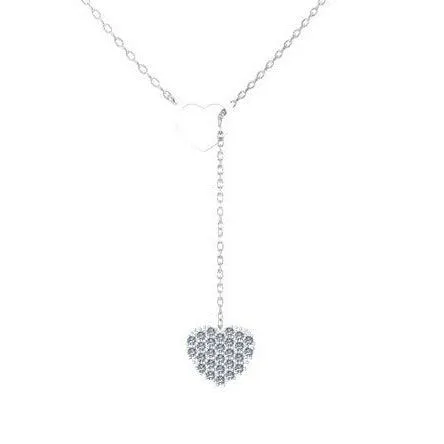 Diamond Heart Pendant Lariat Necklace