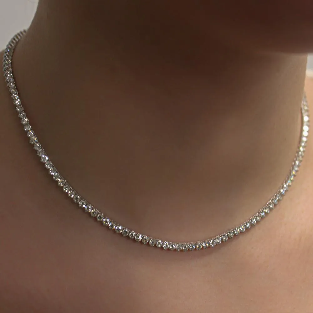 Diamond Tennis Necklace (10.30 ct.) 2.7 mm 3-Prongs Setting in 14K Gold