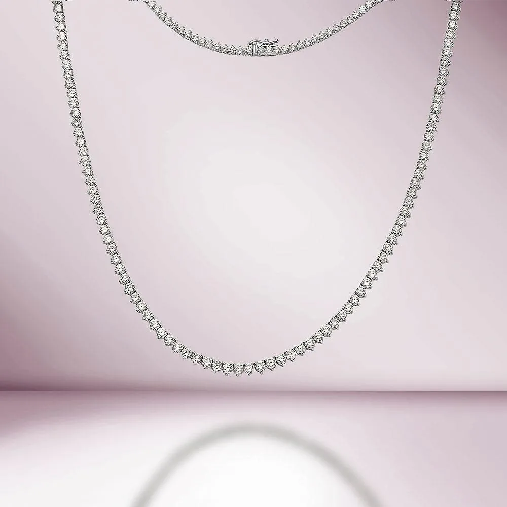 Diamond Tennis Necklace (10.30 ct.) 2.7 mm 3-Prongs Setting in 14K Gold