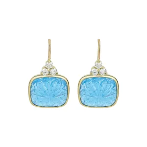 Earrings - Blue Topaz And Diamond