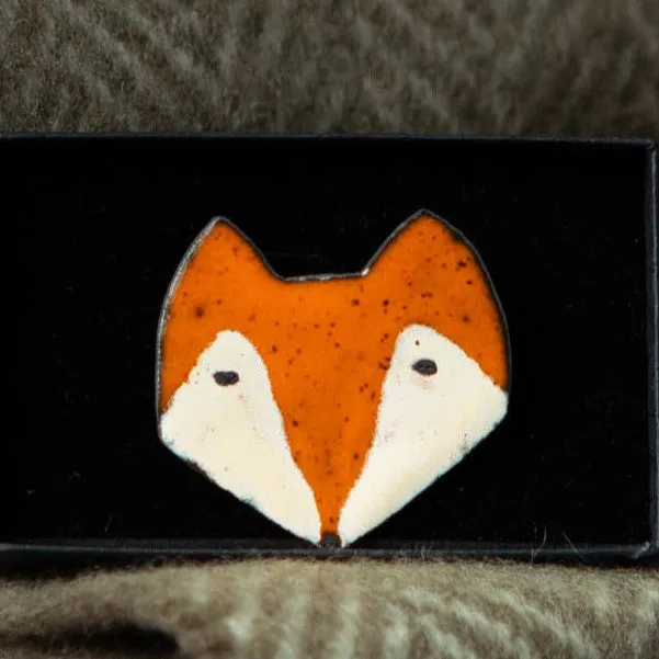 Elegant Olive Herringbone Scarf with Artisan Fox Brooch