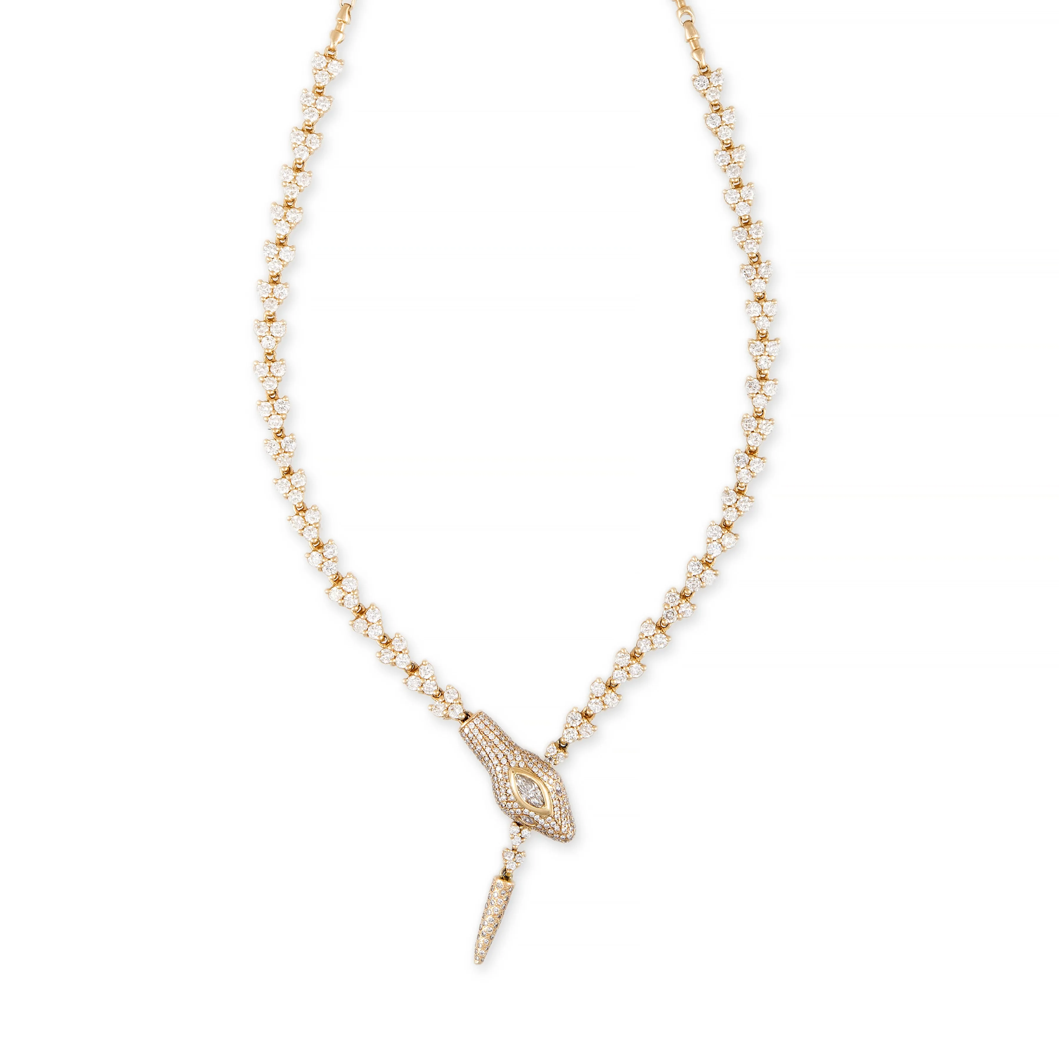 ELIZABETH PAVE SNAKE ROLO CHAIN NECKLACE