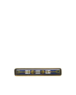 Enamel Cloisonne Barrette Brooch with Gold-Plated Metal Body