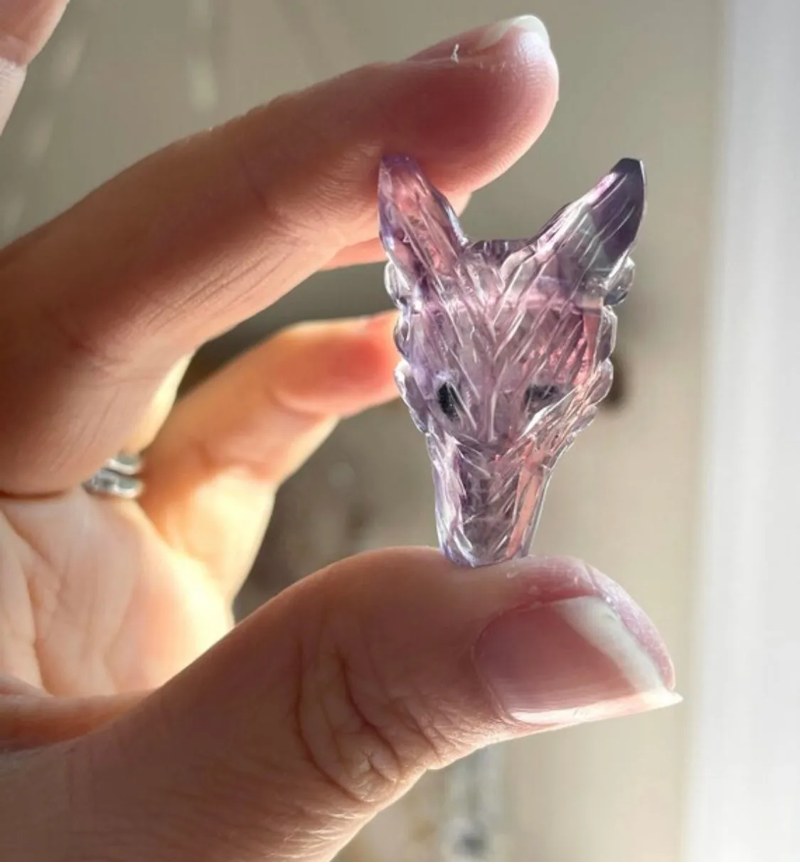 Fluorite Wolf Head Necklace