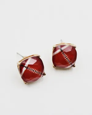 Football Faceted Square Stud Earrings