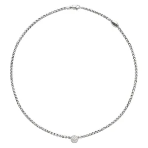 Fope 18K White Gold Eka Collection Rope Necklace with Diamond Pendant, 17 inch