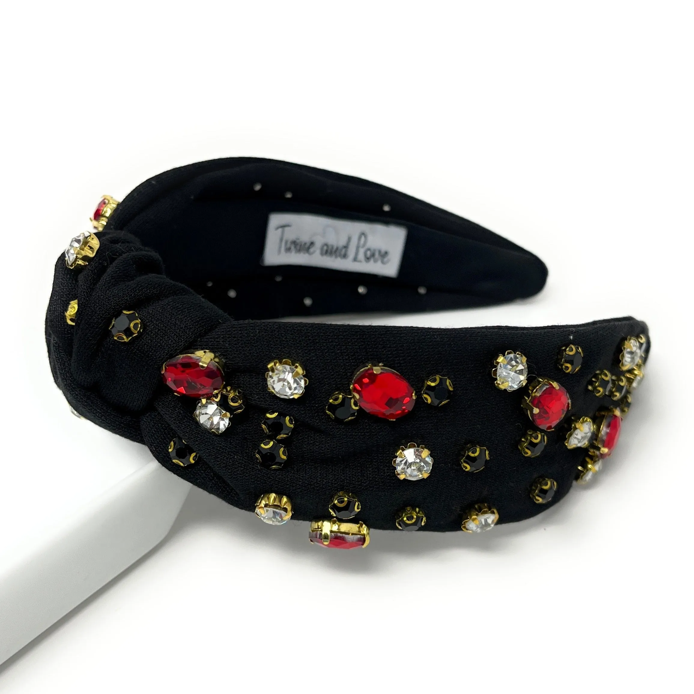 Game Day Black Red Jeweled Headband