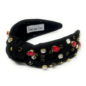 Game Day Black Red Jeweled Headband