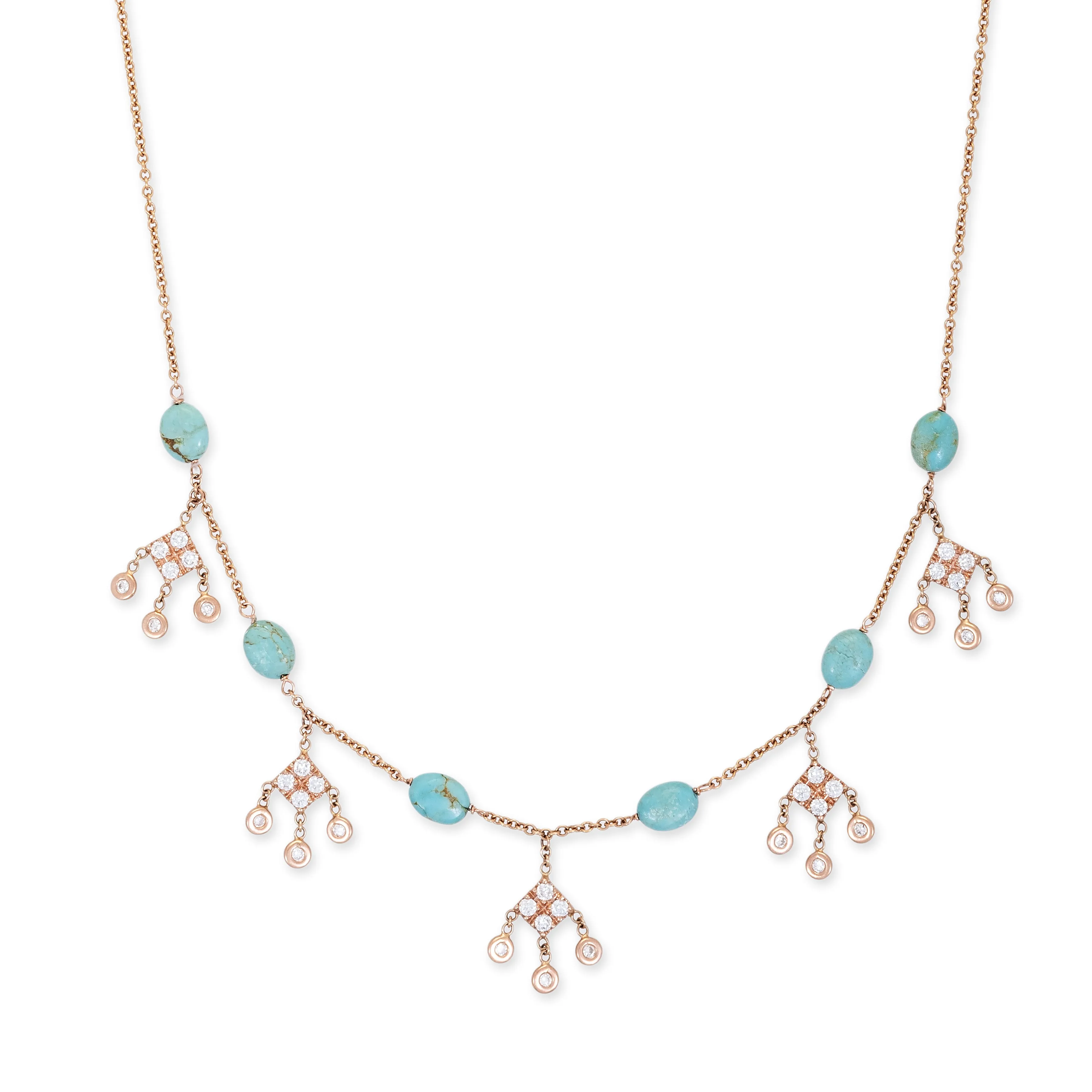 GEMSTONE 5 KITE DIAMOND SHAKER NECKLACE