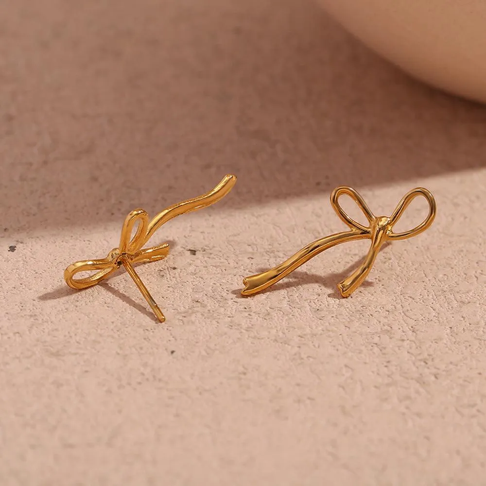 Gold-Filled Bow Stud Earrings – Hypoallergenic & Trendy Women's Earrings