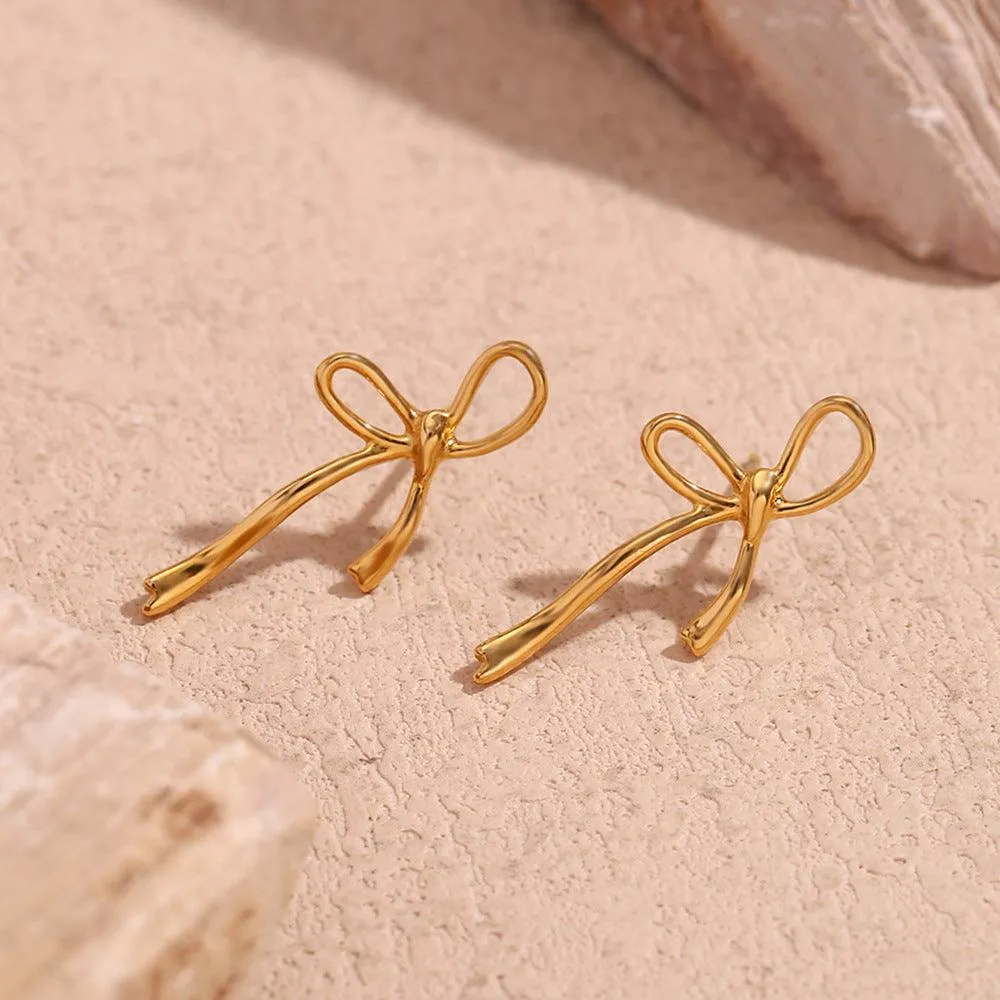 Gold-Filled Bow Stud Earrings – Hypoallergenic & Trendy Women's Earrings