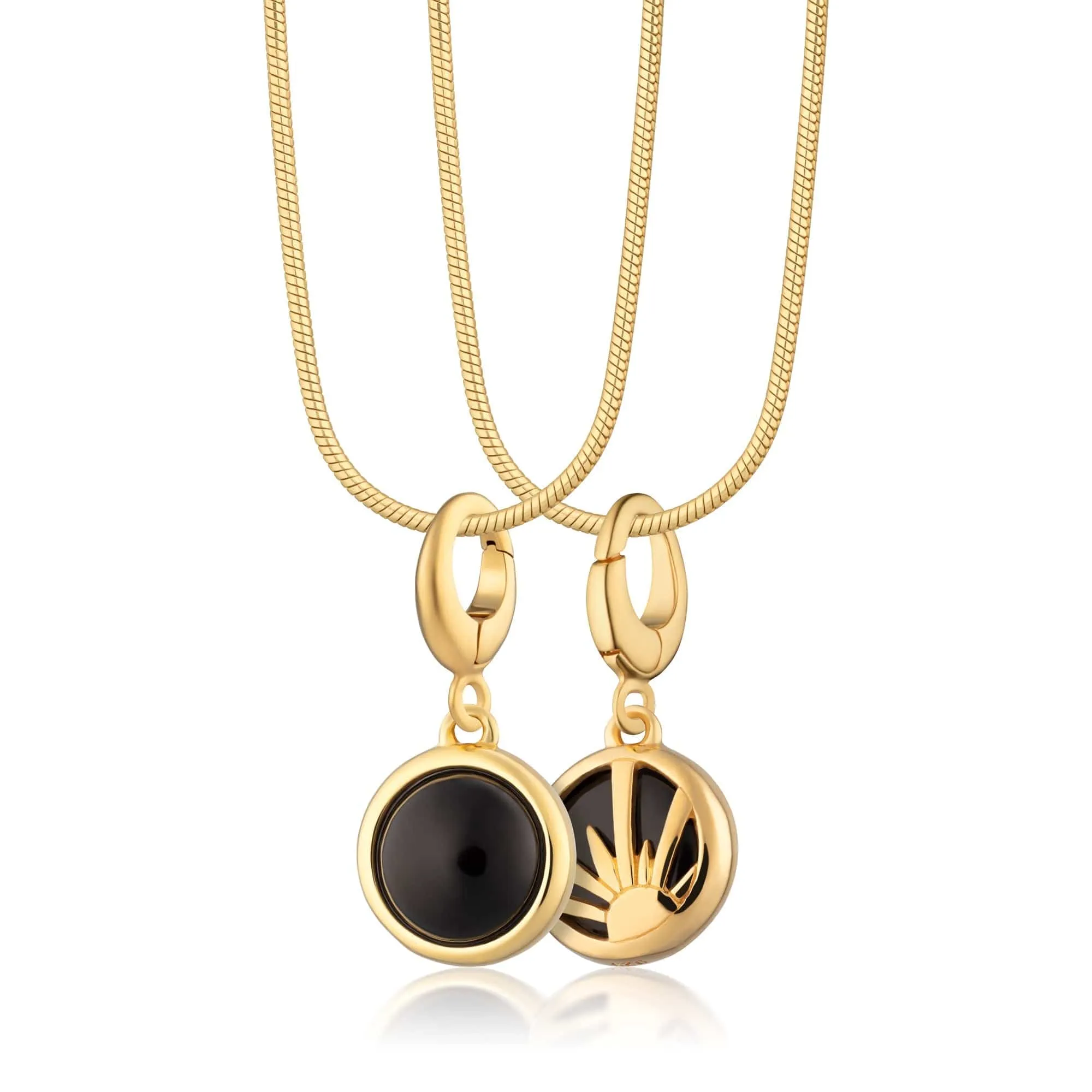 Gold Plated Black Onyx Healing Stone Necklace (Protection)