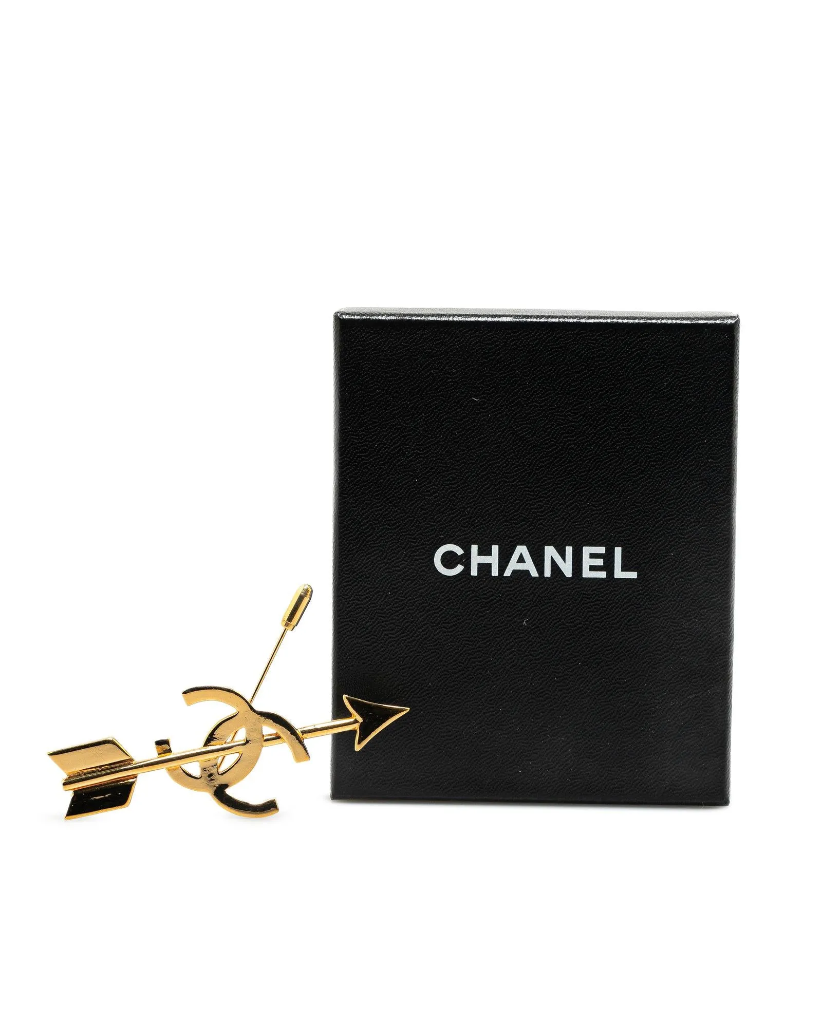 Gold Plated Logo and Arrow Brooch Pin