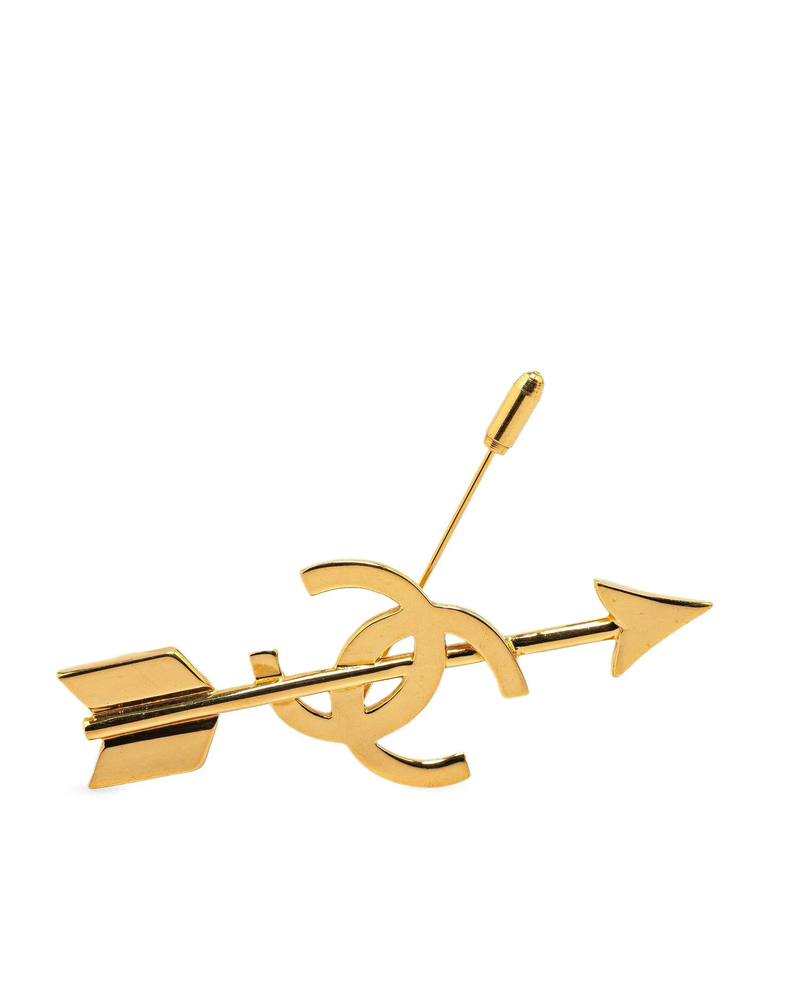 Gold Plated Logo and Arrow Brooch Pin