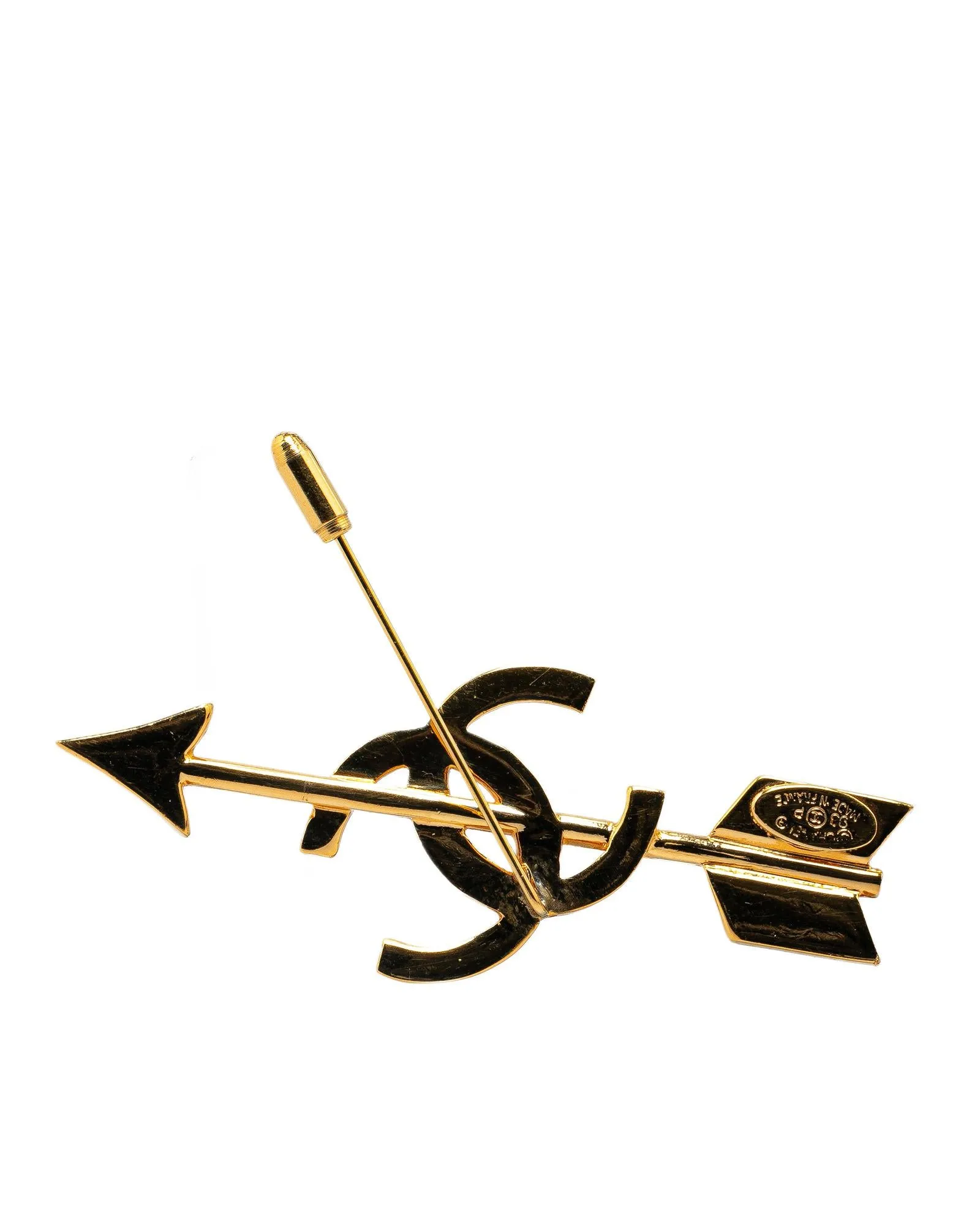 Gold Plated Logo and Arrow Brooch Pin