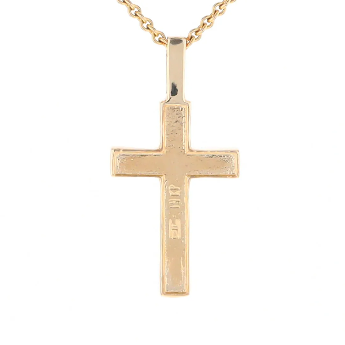 Gold Quartz Necklace 3 Section Inlaid Cross Pendant