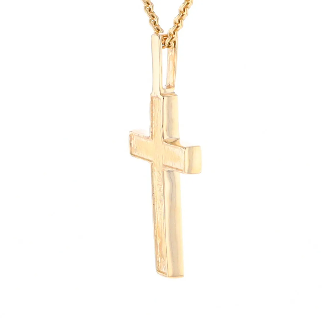 Gold Quartz Necklace 3 Section Inlaid Cross Pendant